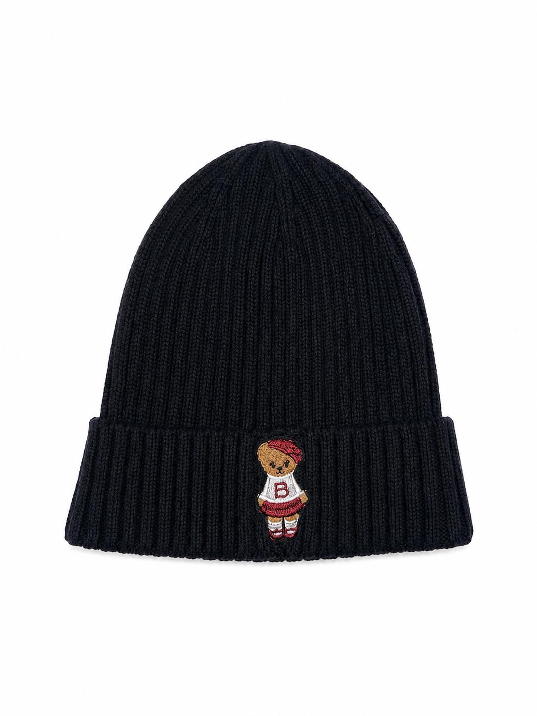 Bandeau Teddy Knits Cuff Knit Hat - Black - Small (Toddler Size)