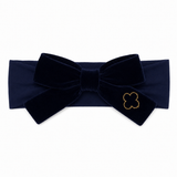 Velvet Gold Embroidered Baby Modal Band - Navy - Medium (6-12M)