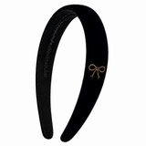 Velvet Gold Embroidered Classic Headband - Black