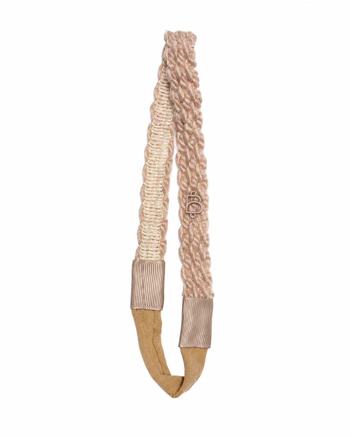 Textured Woolen Braid Soft Band - Beigy Pink