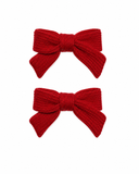 Thick Knits Mini Bow Clip Set - Red