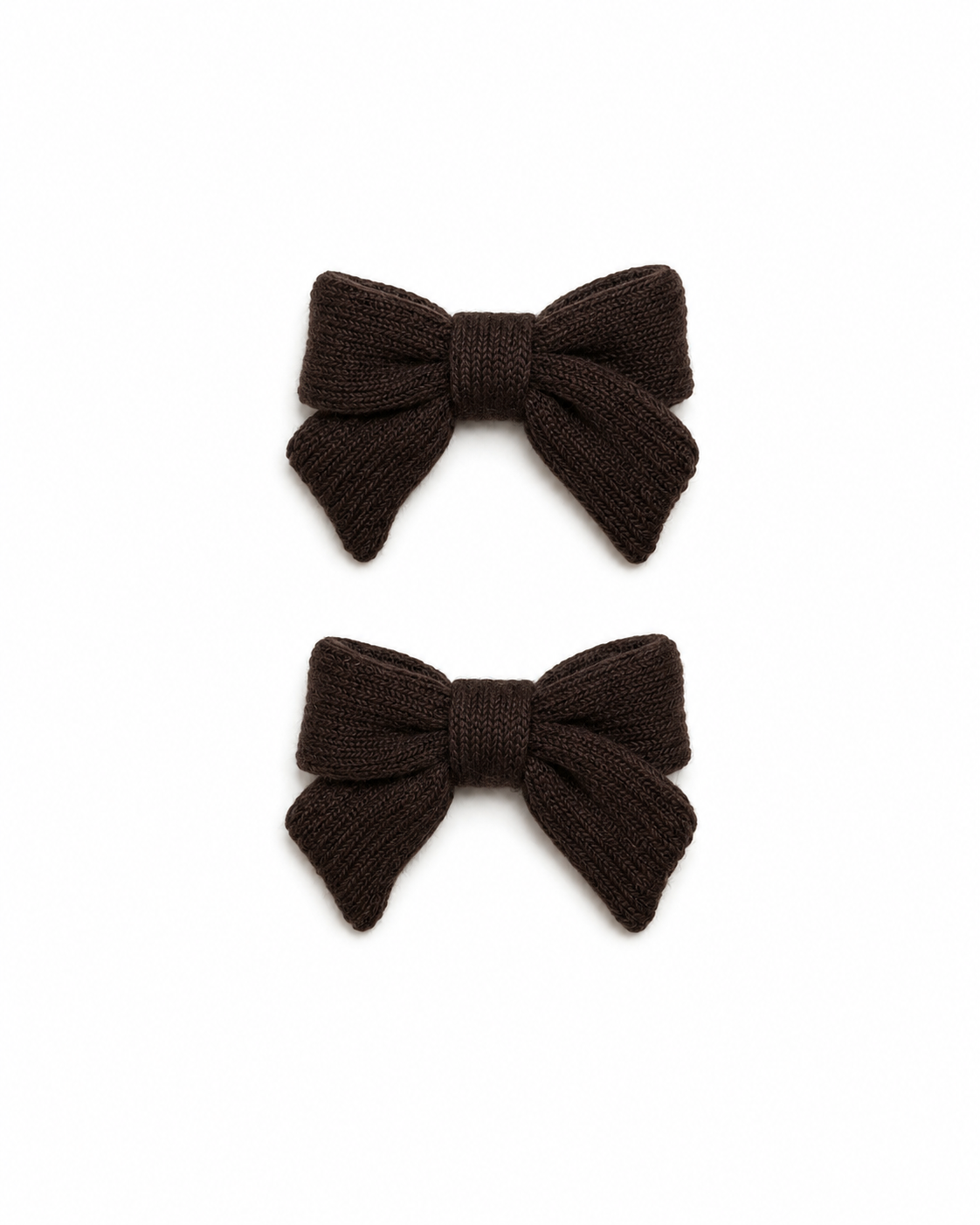 Thick Knits Mini Bow Clip Set - Brown