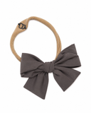 Taffeta Winter Edition Dressy Bow Nylon Band - Gray - Smaller Bow