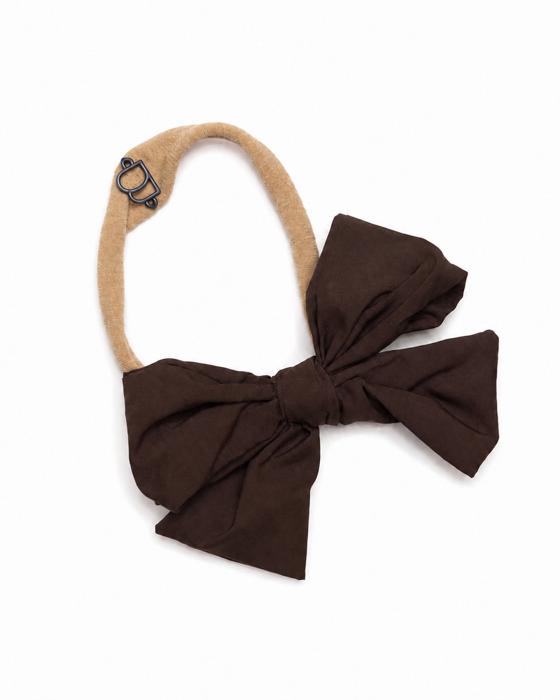 Taffeta Winter Edition Dressy Bow Nylon Band - Brown - Smaller Bow