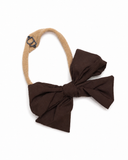 Taffeta Winter Edition Dressy Bow Nylon Band - Brown - Smaller Bow