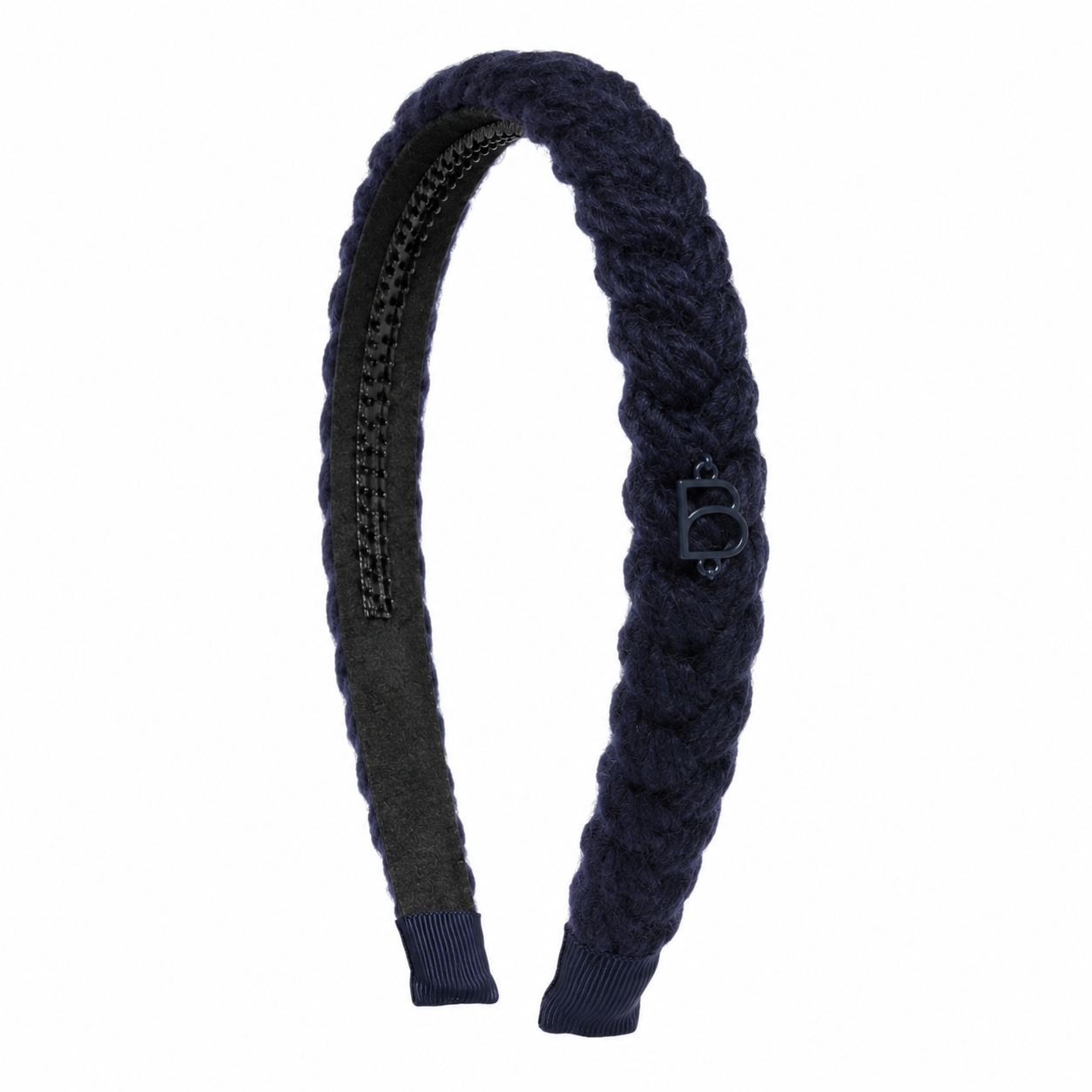 Fuzzy Braided Rope Thin Headband - Navy