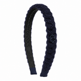Fuzzy Braided Rope Thin Headband - Navy