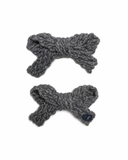 Textured Woolen Braid Mini Bow Clip Set - Gray