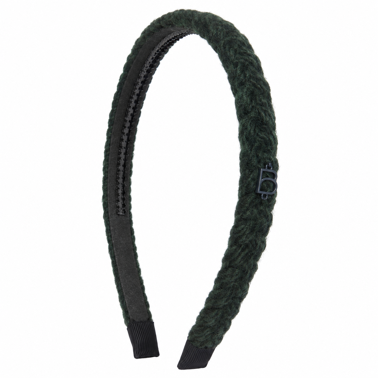 Fuzzy Braided Rope Thin Headband - Dark Green