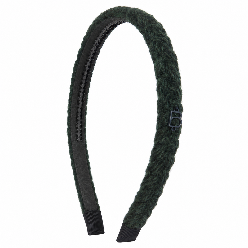 Fuzzy Braided Rope Thin Headband - Dark Green