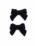 Thick Knits Mini Bow Clip Set - Navy