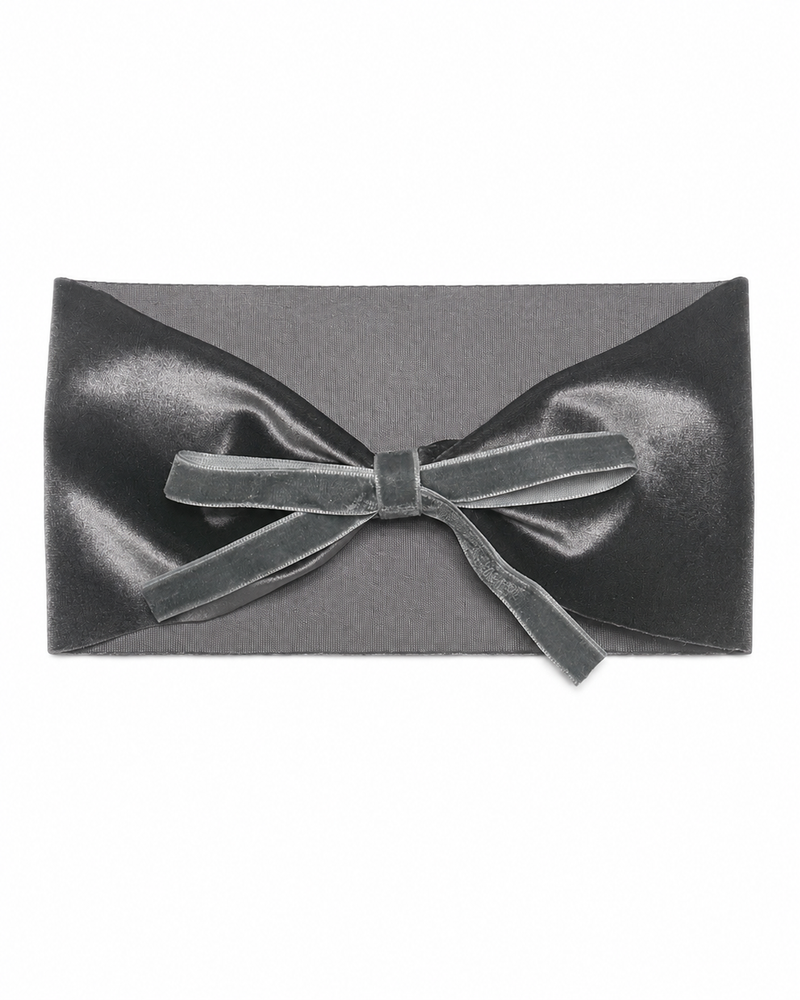 Velvet Ribbon Bows Ribbon Bow Baby Band - Gray - Medium (6-12M)
