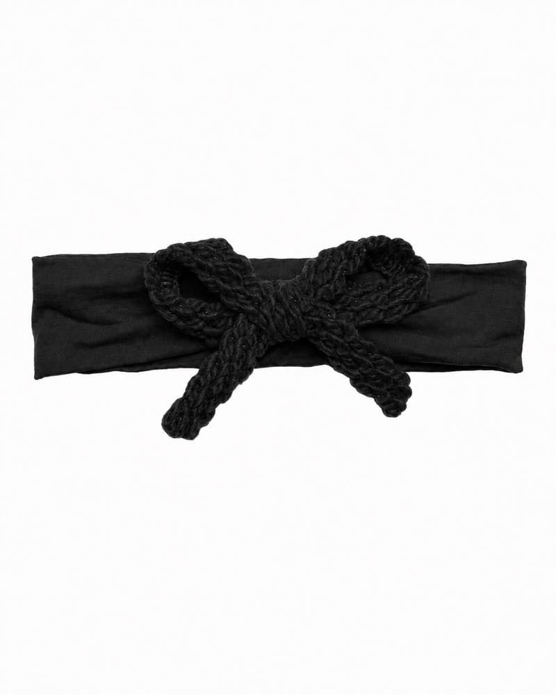 Textured Woolen Braid Baby Modal Band - Black - Medium (6-12M)