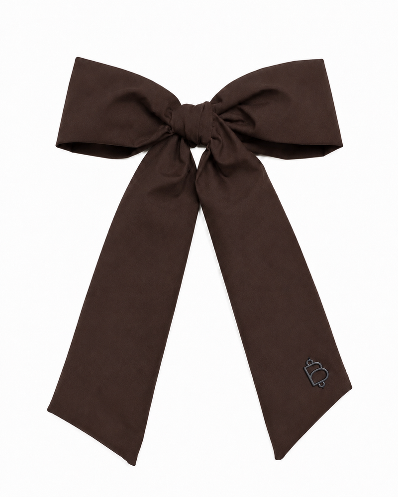 Taffeta Winter Edition Classic Large Bow Clip - Brown