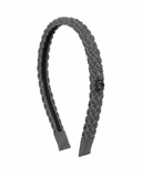 Textured Woolen Braid Thin Flat Headband - Gray
