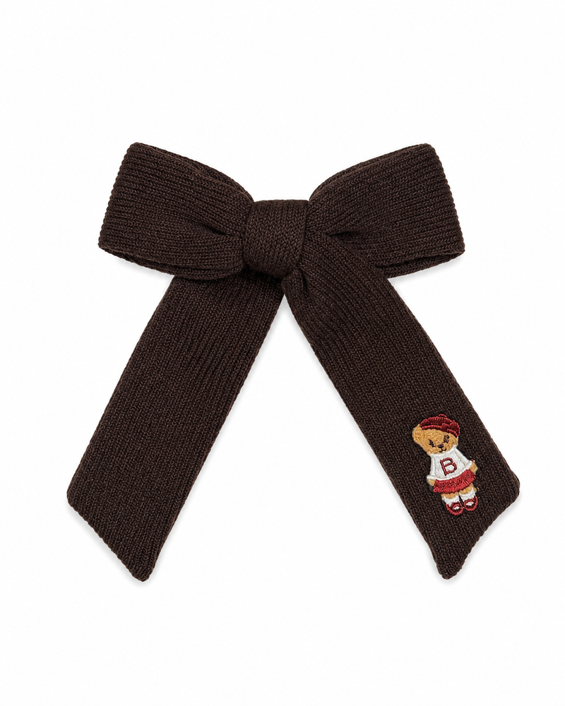 Bandeau Teddy Knits Medium Bow Clip - Brown