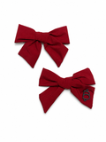 Taffeta Winter Edition Mini Bow Clip Set - Burgundy