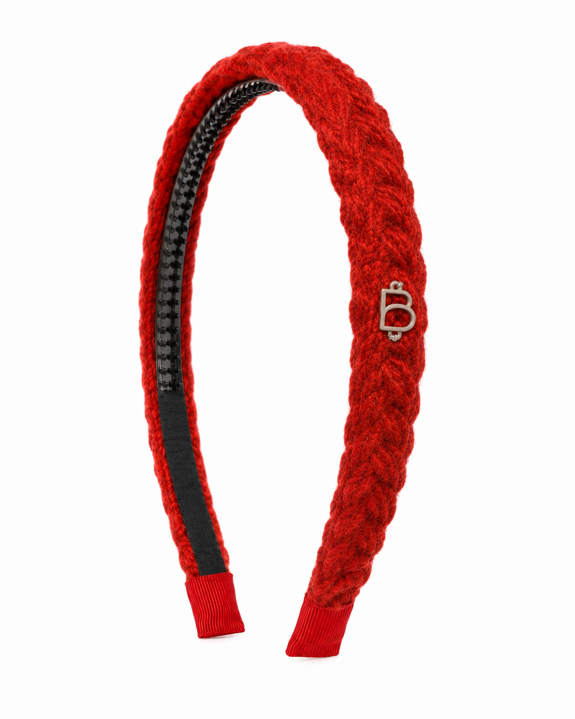 Fuzzy Braided Rope Thin Headband - Red
