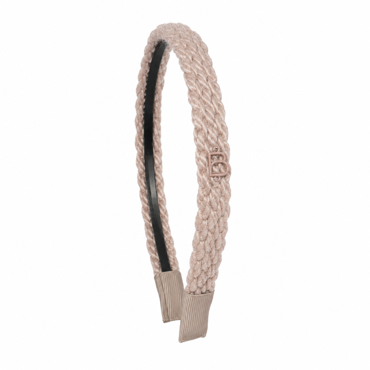 Textured Woolen Braid Thin Flat Headband - Beigy Pink