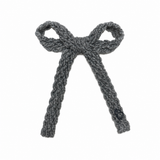 Textured Woolen Braid Medium Bow Clip - Gray