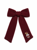 Bandeau Teddy Knits Large Bow Clip - Burgundy