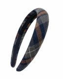 Plaids Lightly Padded Headband - Blue/ Gray