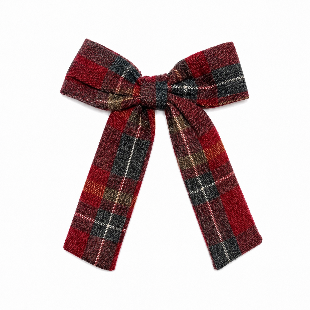 Plaids Large Bow Clip - Red