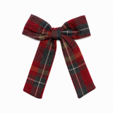 Plaids Large Bow Clip - Red