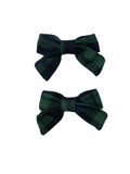 Plaids Mini Bow Clip Set - RL Navy/ Green