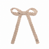 Textured Woolen Braid Large Bow Clip - Beigy Pink