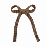 Textured Woolen Braid Large Bow Clip - Brown