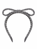 Textured Woolen Braid Bow Headband - Gray