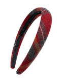 Plaids Lightly Padded Headband - Red