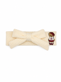 Bandeau Teddy Knits Baby Bow Band - Cream - Medium (6-12M)
