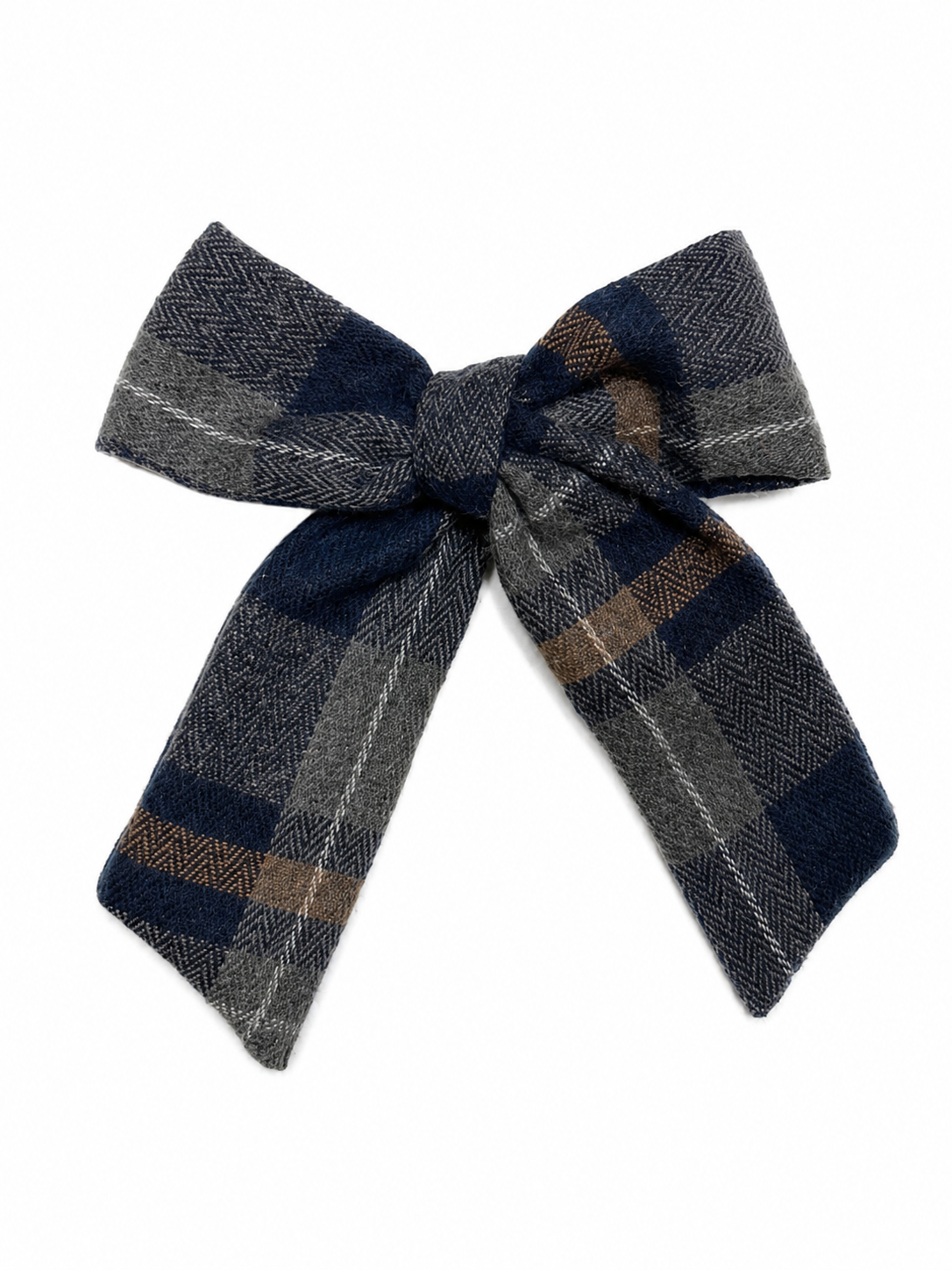 Plaids Medium Bow Clip - Blue/ Gray