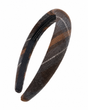 Plaids Lightly Padded Headband - Gray/ Brown