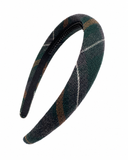 Plaids Lightly Padded Headband - Green/ Gray