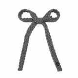 Textured Woolen Braid Large Bow Clip - Gray