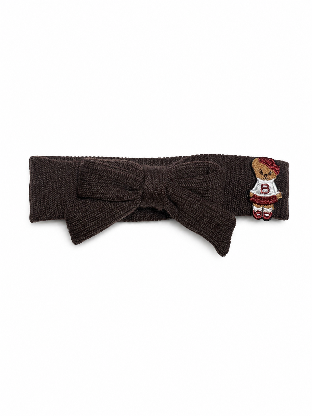 Bandeau Teddy Knits Baby Bow Band - Brown - Medium (6-12M)