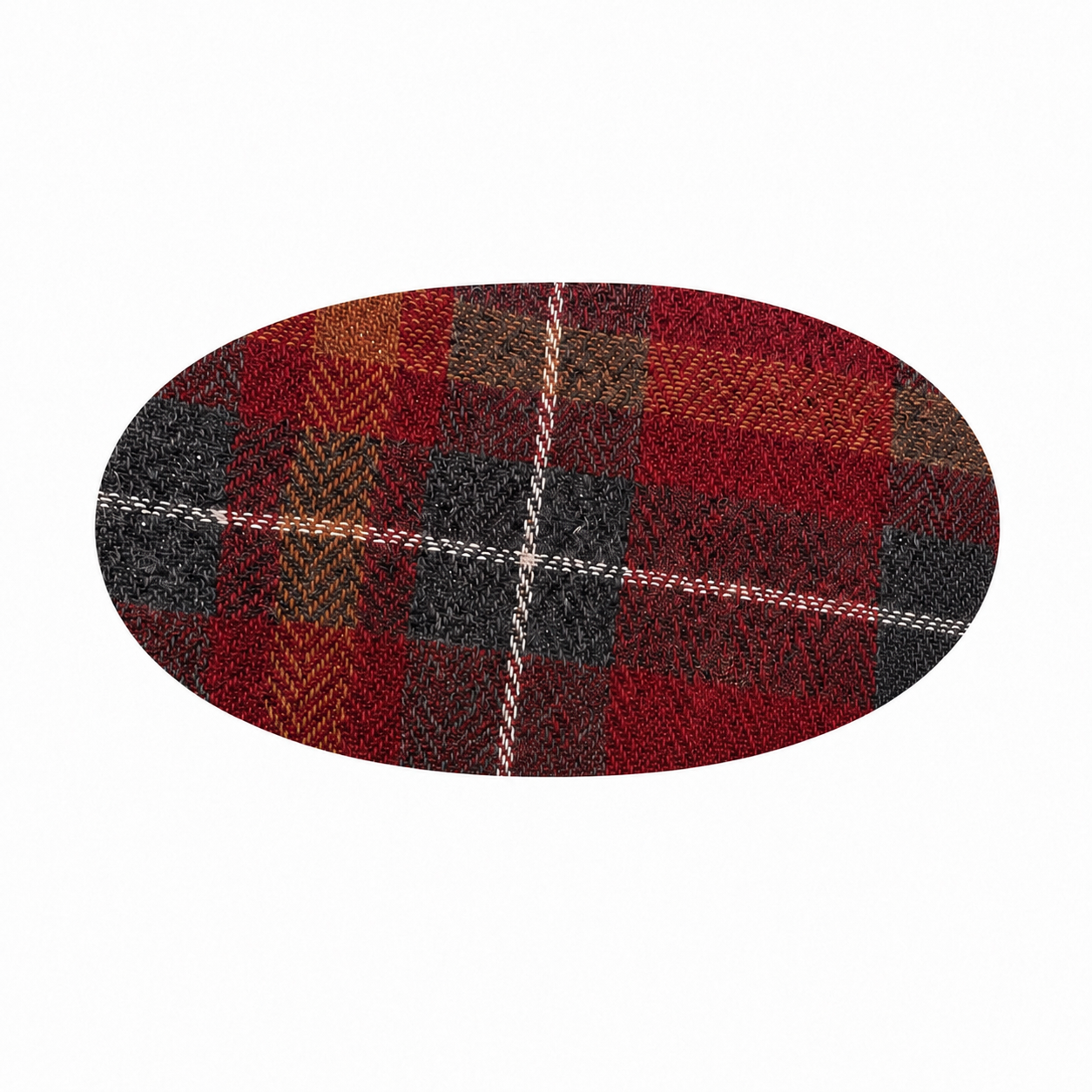 Plaids Oval Barrette - Red