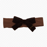 Velvet Gold Embroidered Baby Modal Band - Brown - Medium (6-12M)