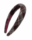 Plaids Lightly Padded Headband - Burgundy/ Gray