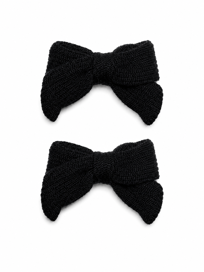 Thick Knits Mini Bow Clip Set - Black