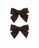 Taffeta Winter Edition Mini Bow Clip Set - Brown