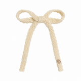 Textured Woolen Braid Large Bow Clip - Cream