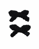 Textured Woolen Braid Mini Bow Clip Set - Black