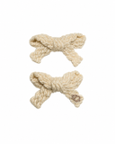 Textured Woolen Braid Mini Bow Clip Set - Cream
