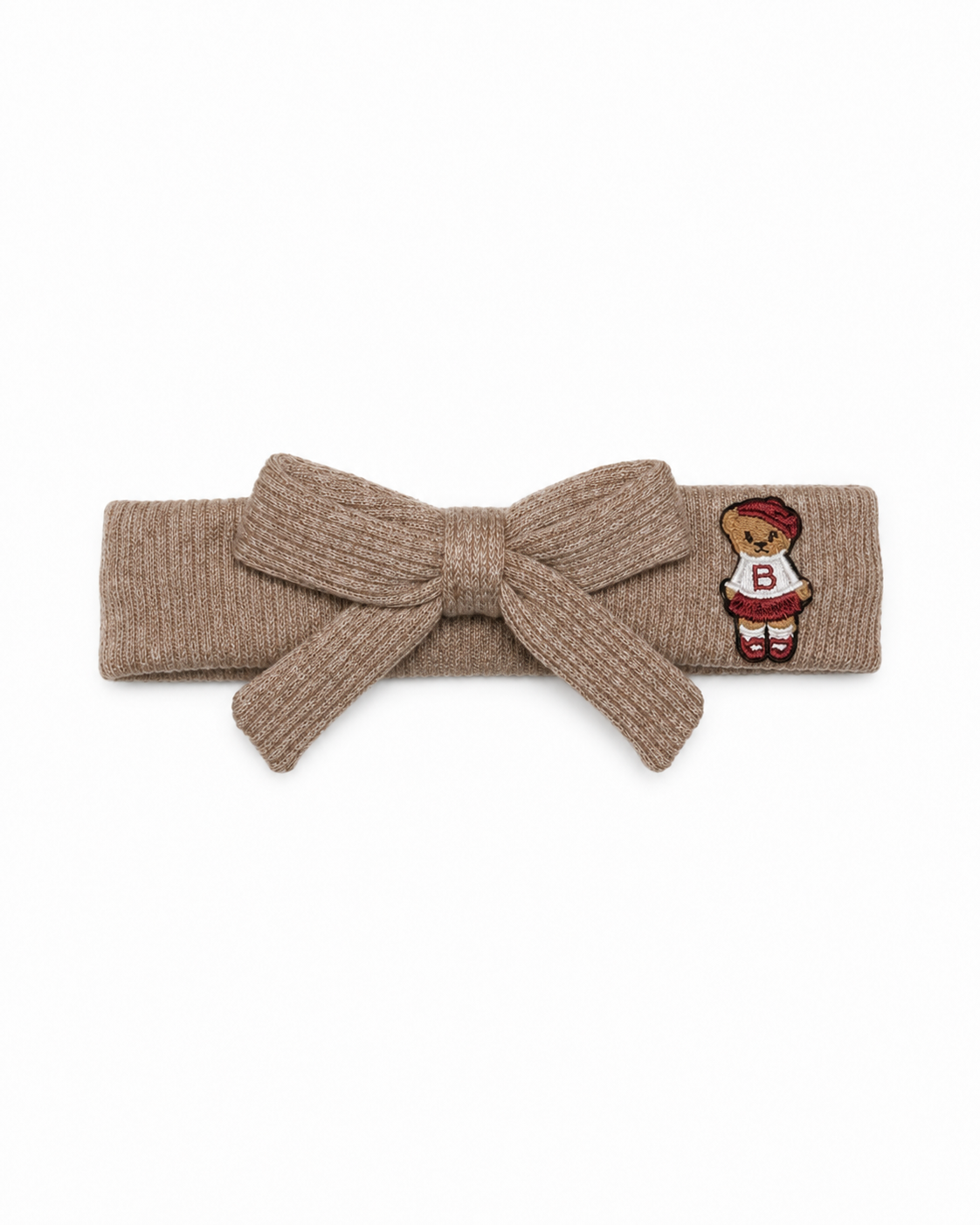 Bandeau Teddy Knits Baby Bow Band - Oat - Medium (6-12M)