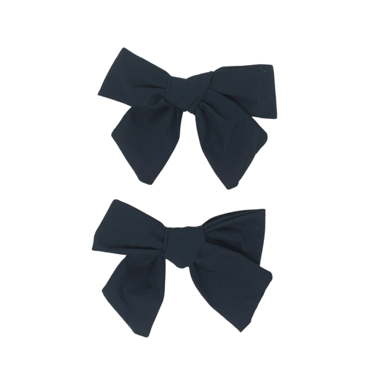 Taffeta Winter Edition Mini Bow Clip Set - Navy
