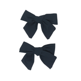 Taffeta Winter Edition Mini Bow Clip Set - Navy
